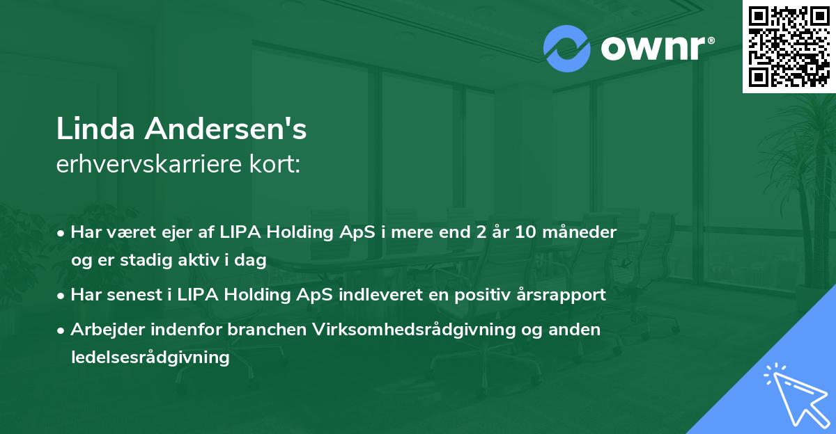 Linda Andersen's erhvervskarriere kort
