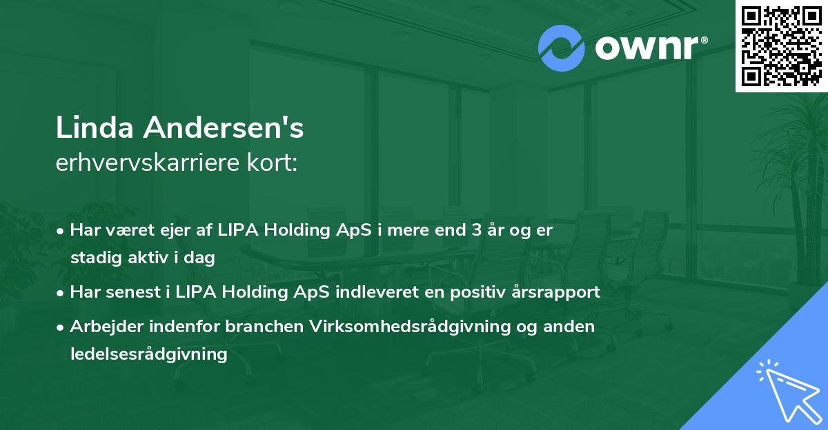 Linda Andersen's erhvervskarriere kort