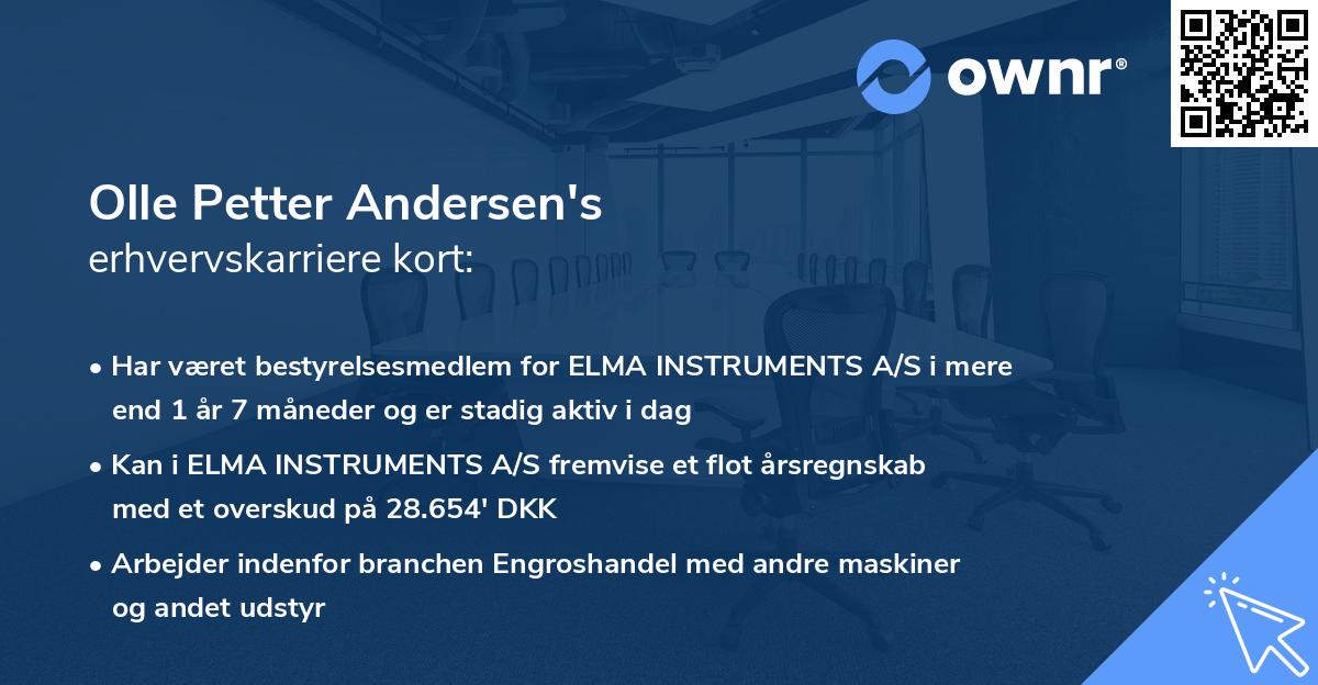 Olle Petter Andersen's erhvervskarriere kort