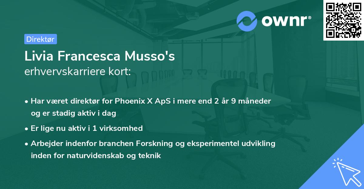 Livia Francesca Musso's erhvervskarriere kort