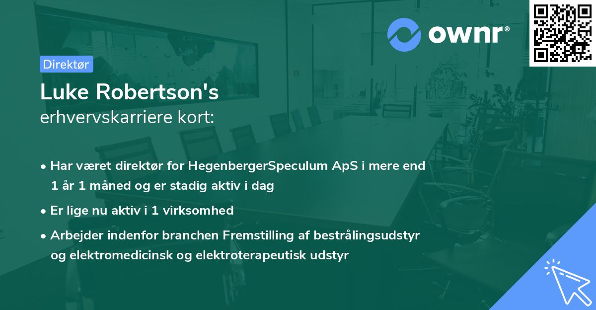 Luke Robertson's erhvervskarriere kort