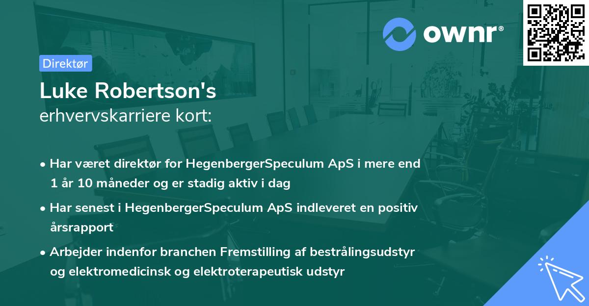 Luke Robertson's erhvervskarriere kort