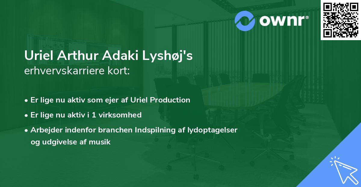 Uriel Arthur Adaki Lyshøj's erhvervskarriere kort