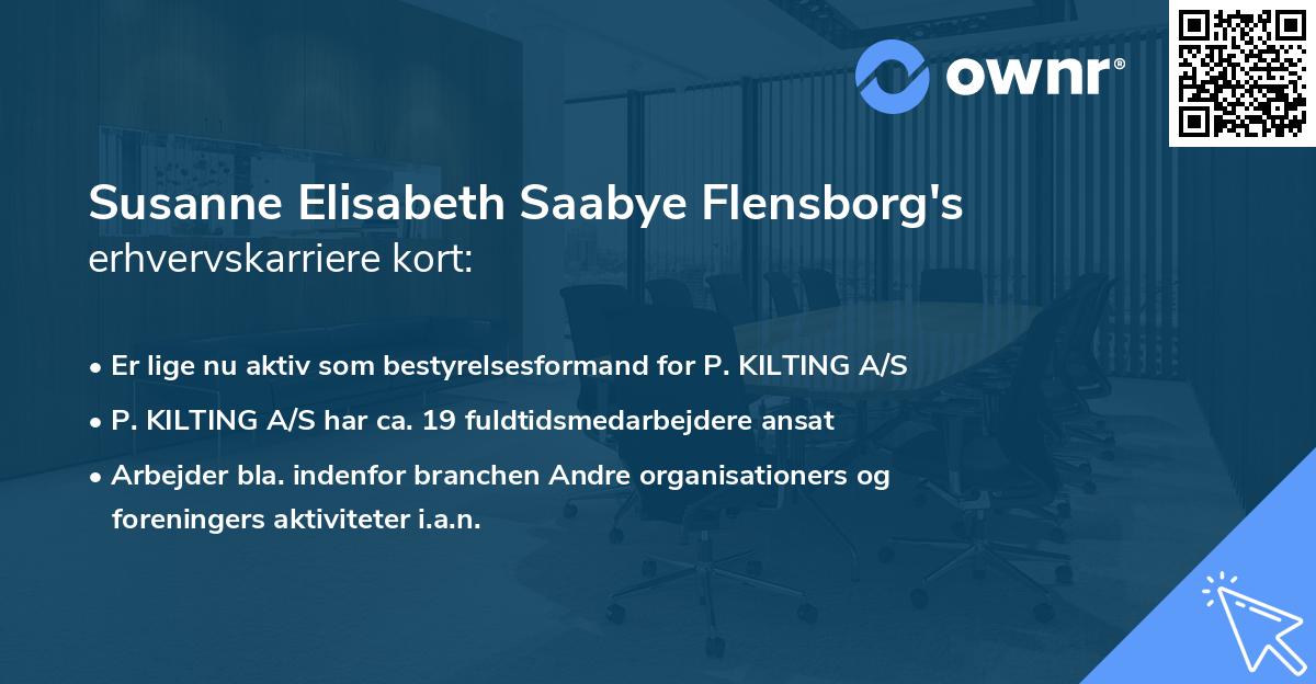 Susanne Elisabeth Saabye Flensborg's erhvervskarriere kort