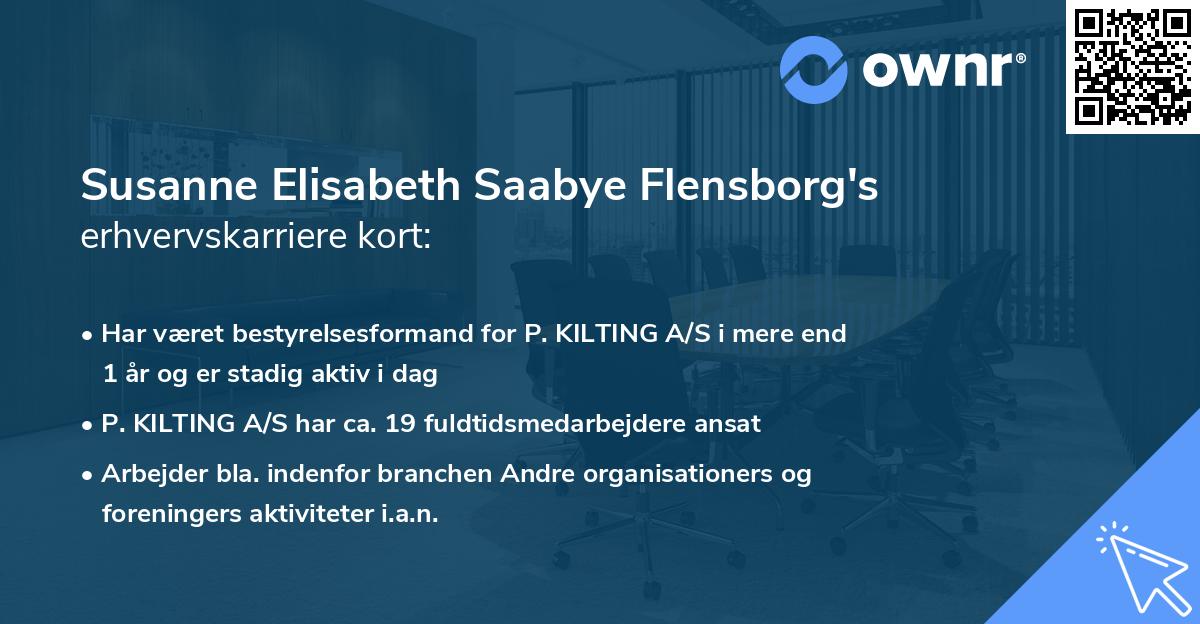 Susanne Elisabeth Saabye Flensborg's erhvervskarriere kort