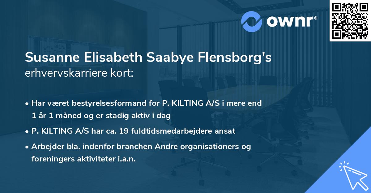 Susanne Elisabeth Saabye Flensborg's erhvervskarriere kort