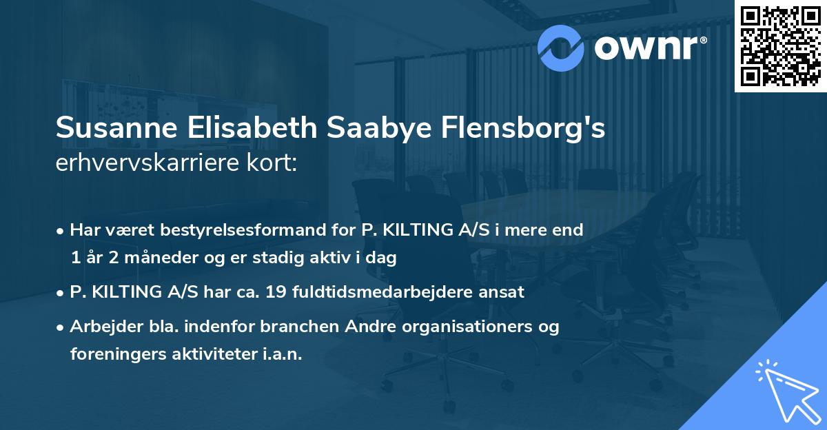 Susanne Elisabeth Saabye Flensborg's erhvervskarriere kort