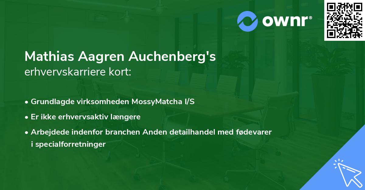 Mathias Aagren Auchenberg's erhvervskarriere kort