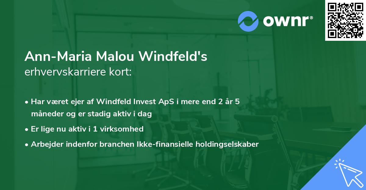 Ann-Maria Malou Windfeld's erhvervskarriere kort