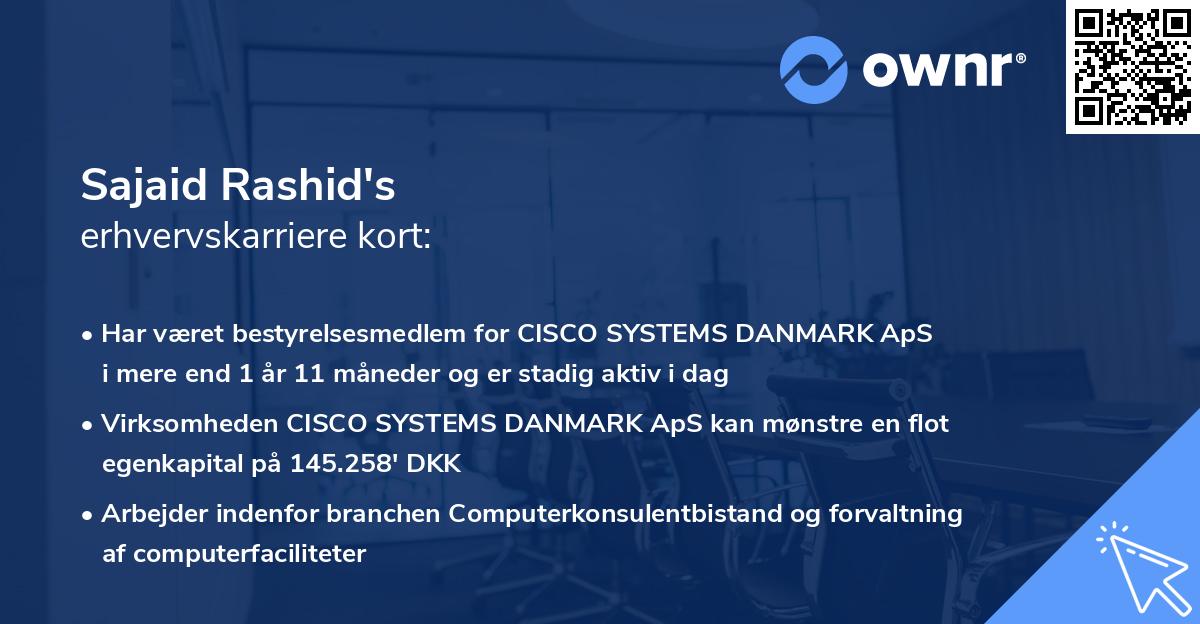 Sajaid Rashid's erhvervskarriere kort
