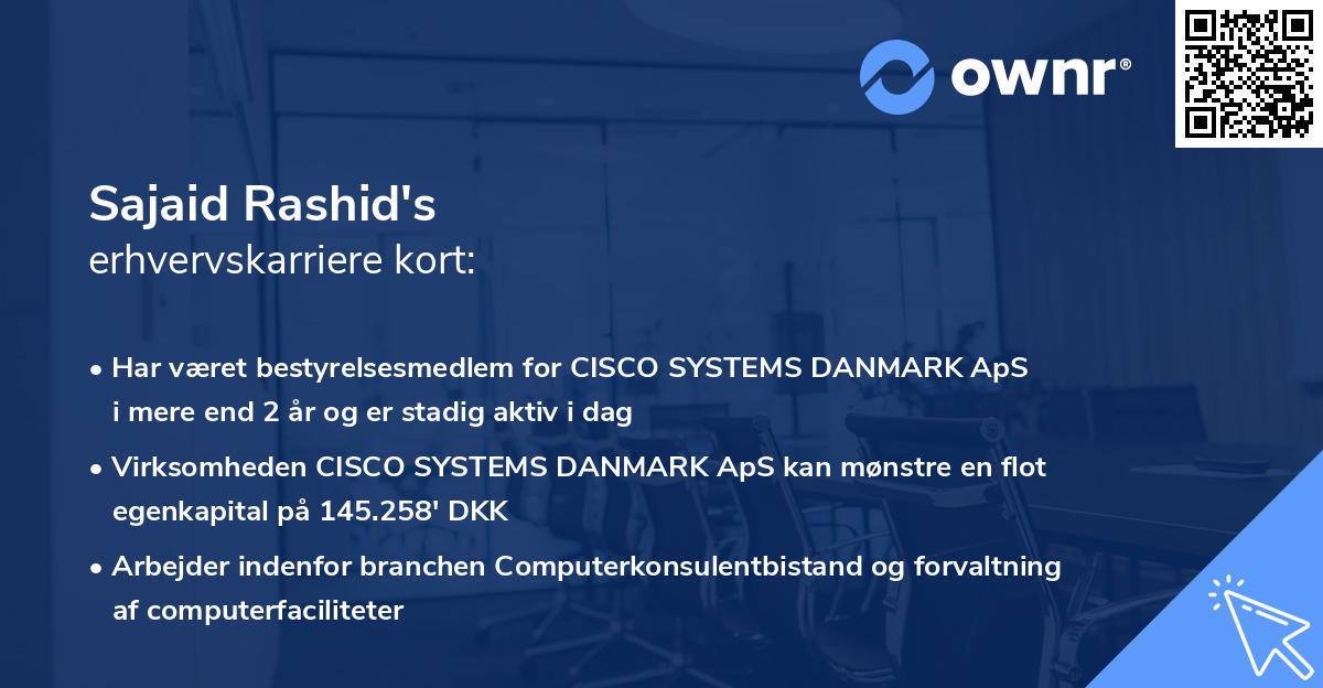 Sajaid Rashid's erhvervskarriere kort