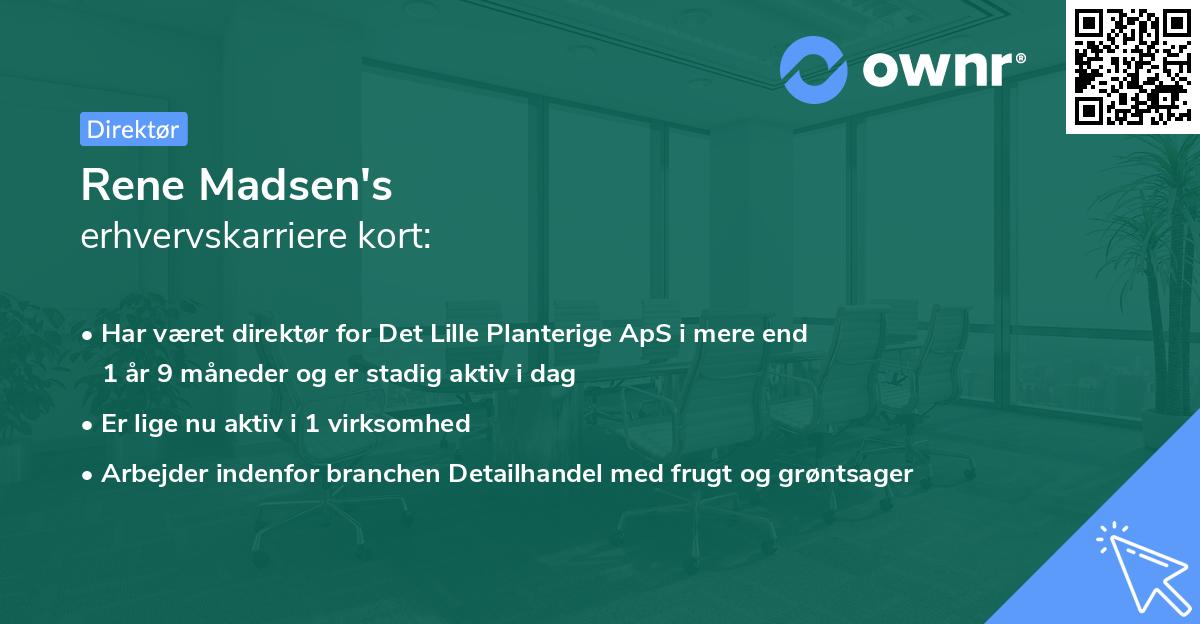 Rene Madsen's erhvervskarriere kort