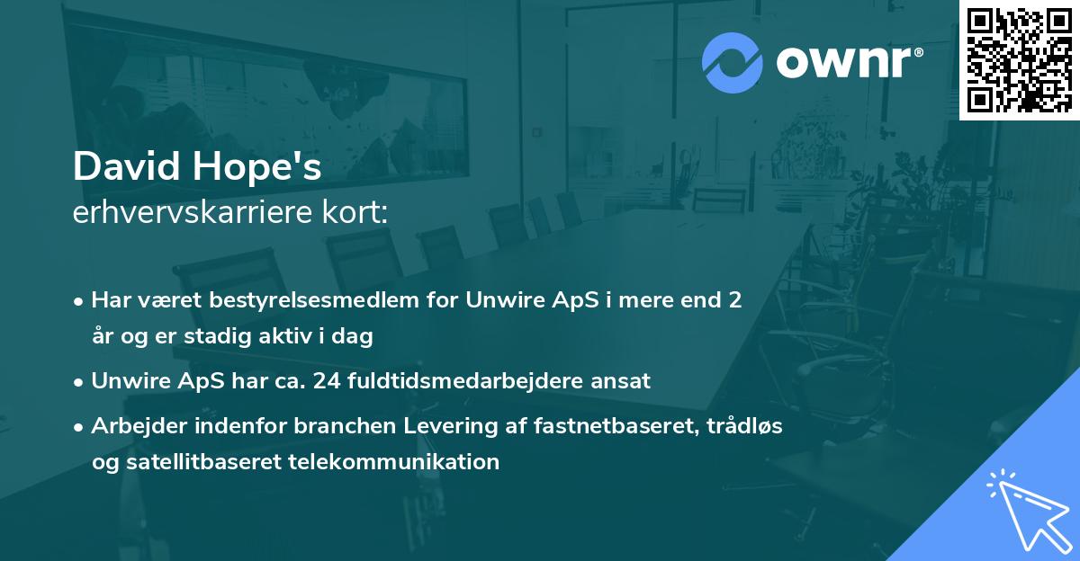 David Hope's erhvervskarriere kort