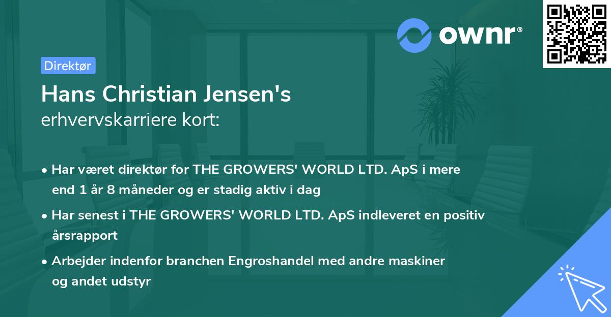 Hans Christian Jensen's erhvervskarriere kort