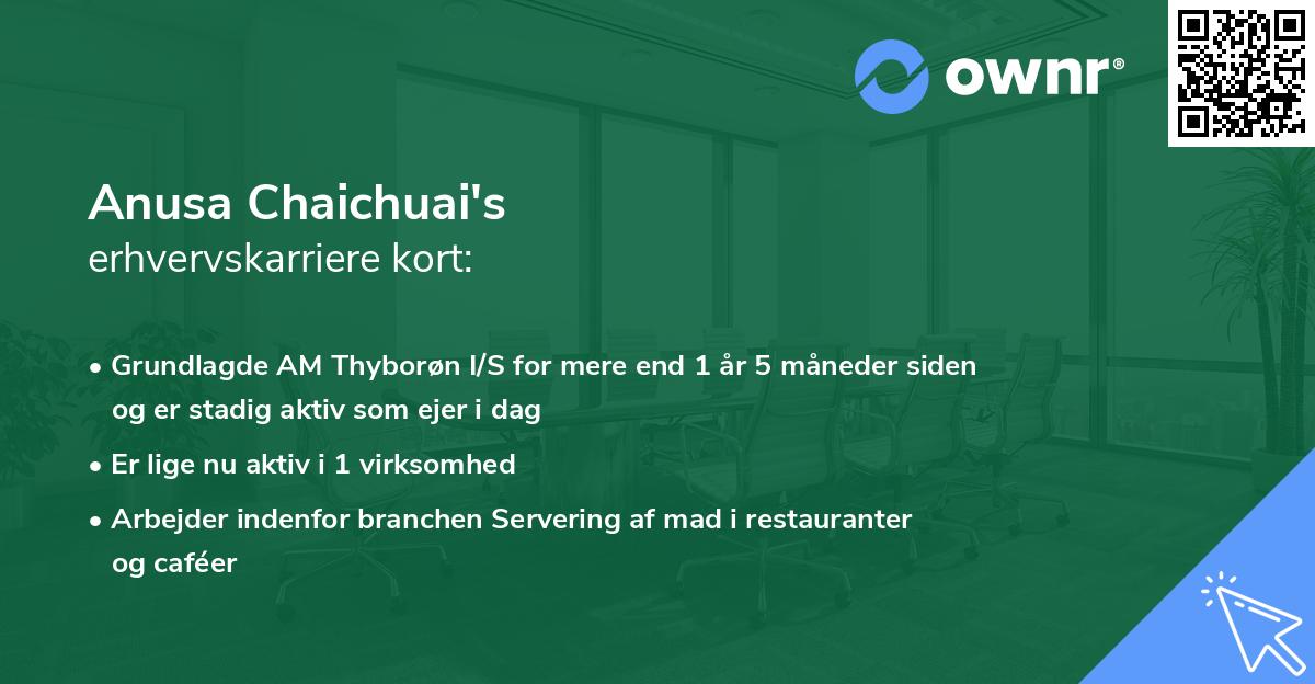 Anusa Chaichuai's erhvervskarriere kort