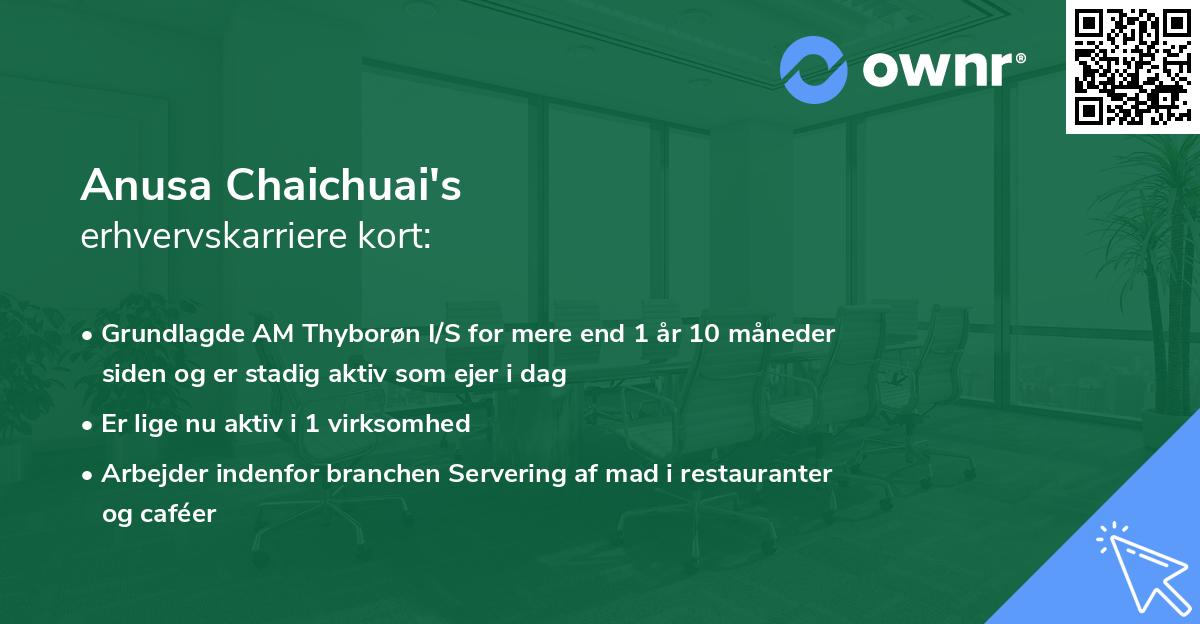 Anusa Chaichuai's erhvervskarriere kort