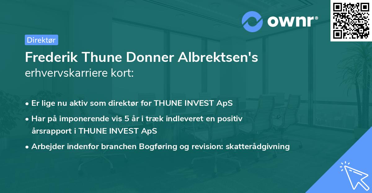 Frederik Thune Donner Albrektsen's erhvervskarriere kort