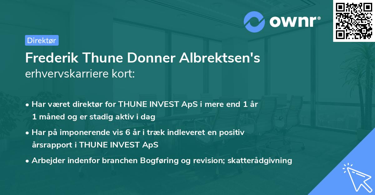 Frederik Thune Donner Albrektsen's erhvervskarriere kort