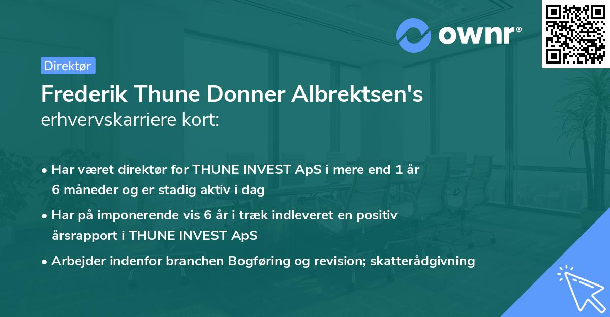 Frederik Thune Donner Albrektsen's erhvervskarriere kort