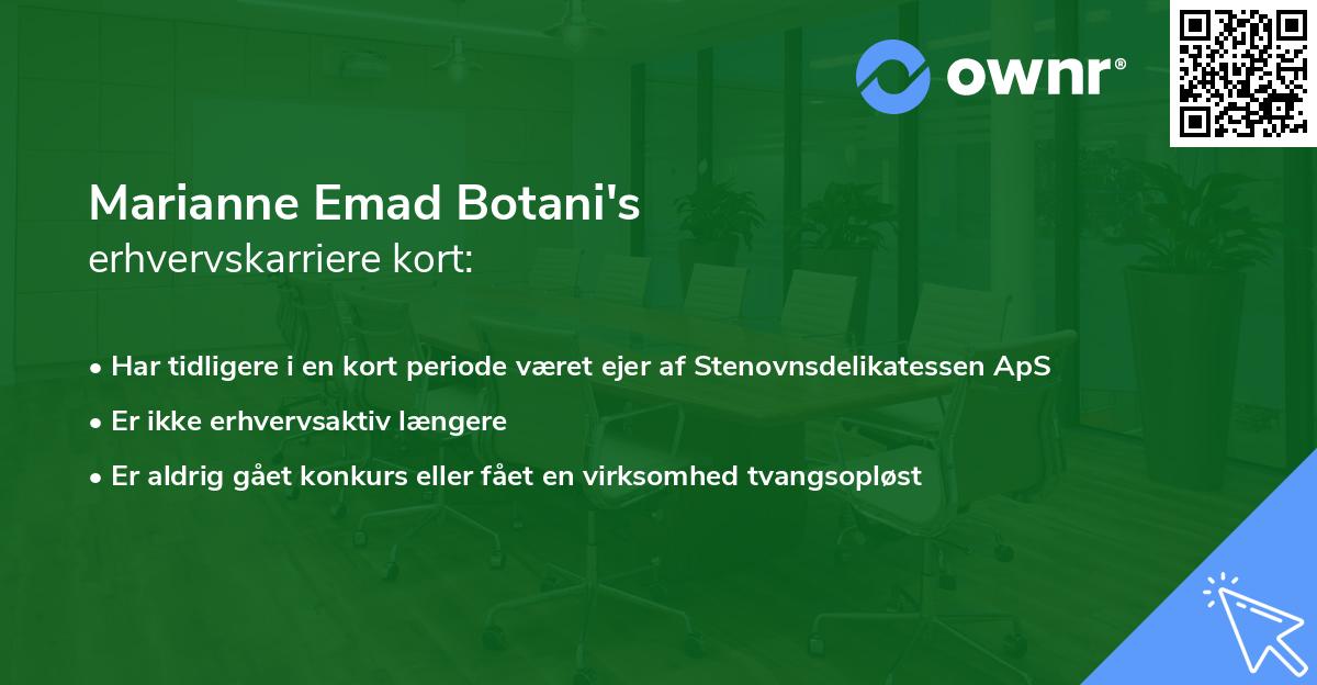 Marianne Emad Botani's erhvervskarriere kort