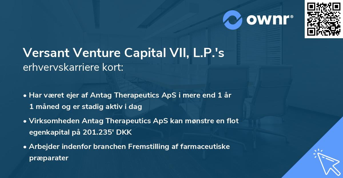 Versant Venture Capital VII, L.P.'s erhvervskarriere kort