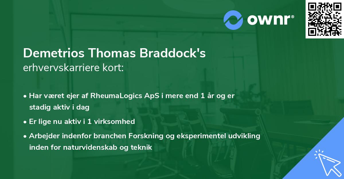 Demetrios Thomas Braddock's erhvervskarriere kort