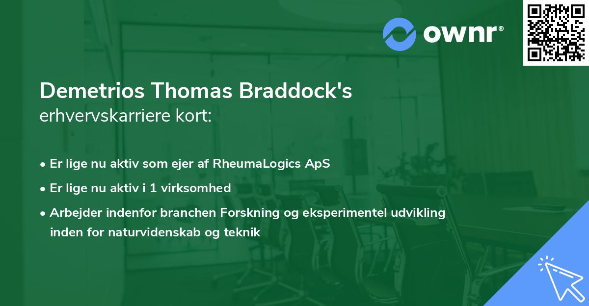Demetrios Thomas Braddock's erhvervskarriere kort