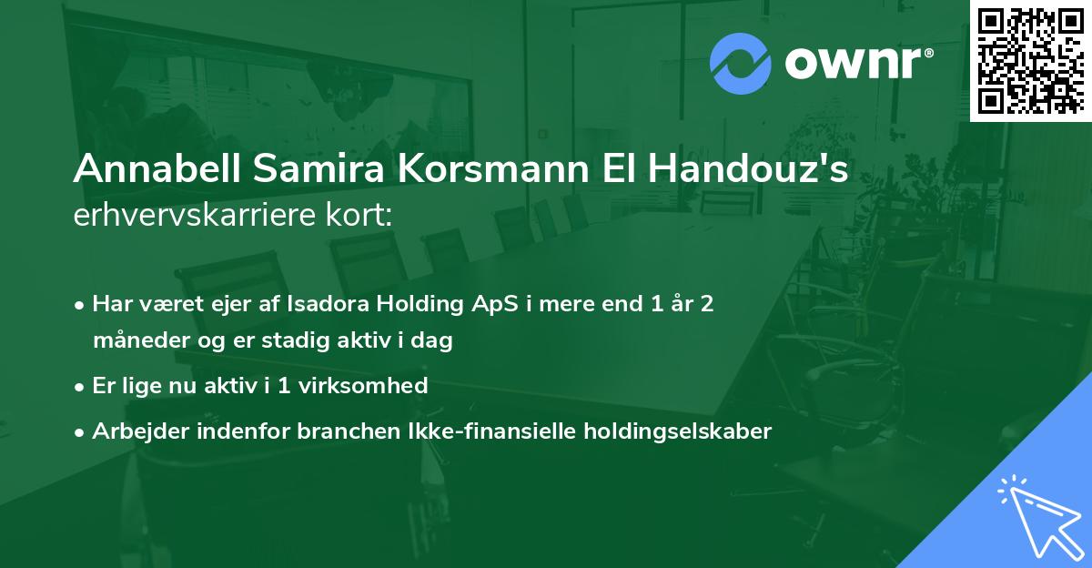 Annabell Samira Korsmann El Handouz's erhvervskarriere kort