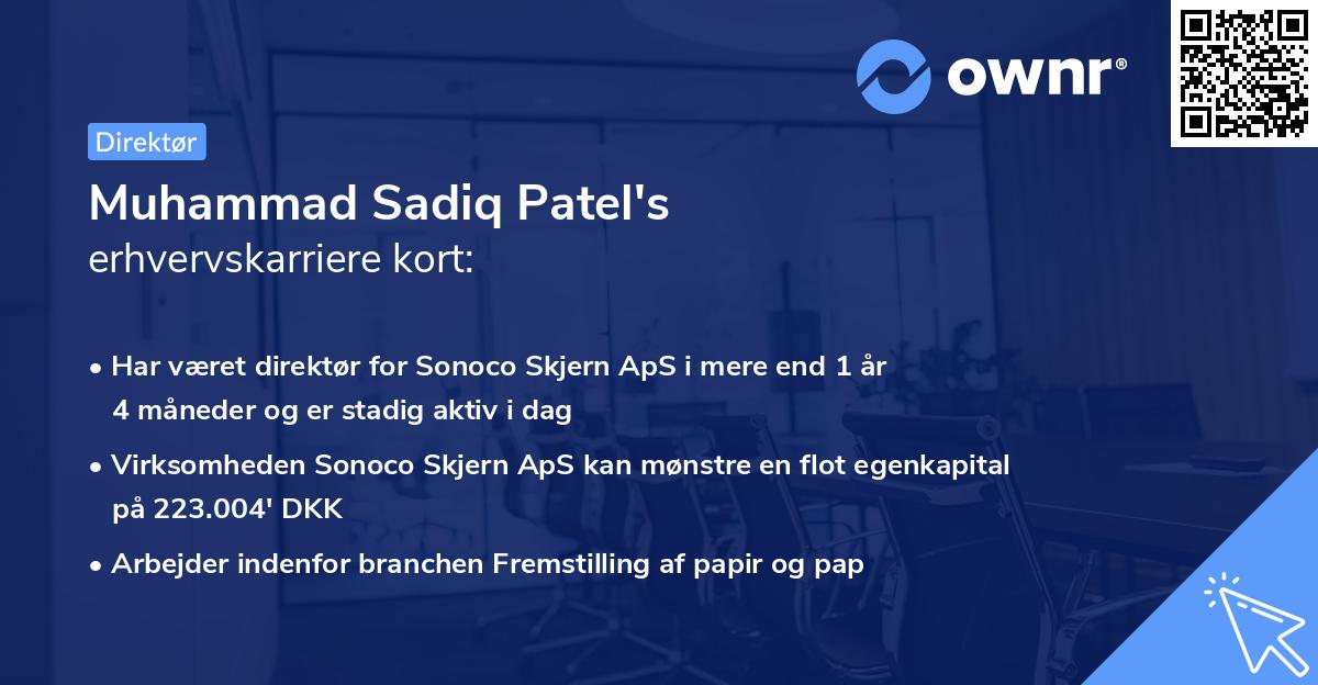 Muhammad Sadiq Patel's erhvervskarriere kort