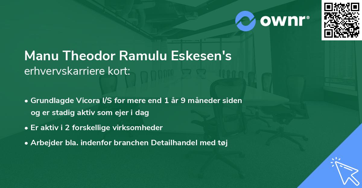Manu Theodor Ramulu Eskesen's erhvervskarriere kort