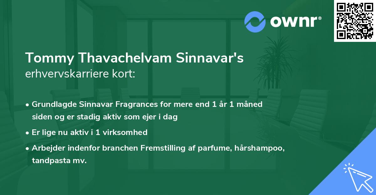 Tommy Thavachelvam Sinnavar's erhvervskarriere kort