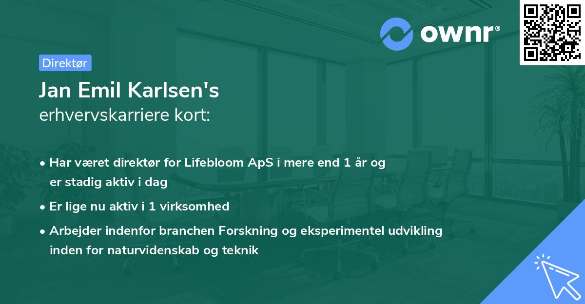 Jan Emil Karlsen's erhvervskarriere kort