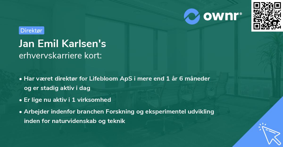Jan Emil Karlsen's erhvervskarriere kort
