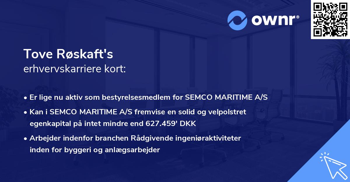 Tove Røskaft's erhvervskarriere kort