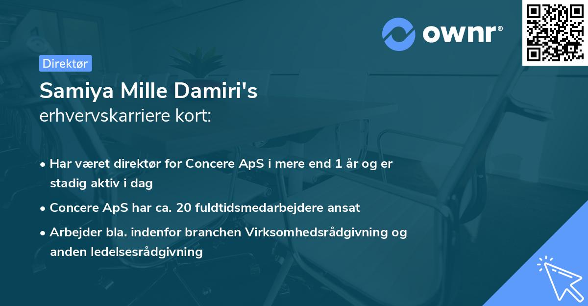 Samiya Mille Damiri's erhvervskarriere kort