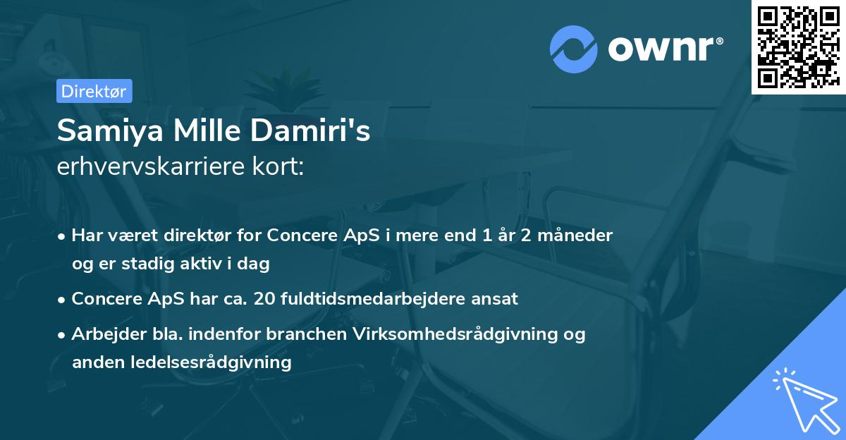 Samiya Mille Damiri's erhvervskarriere kort