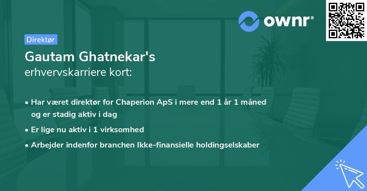 Gautam Ghatnekar's erhvervskarriere kort