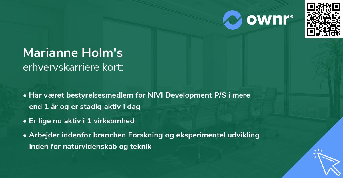 Marianne Holm's erhvervskarriere kort