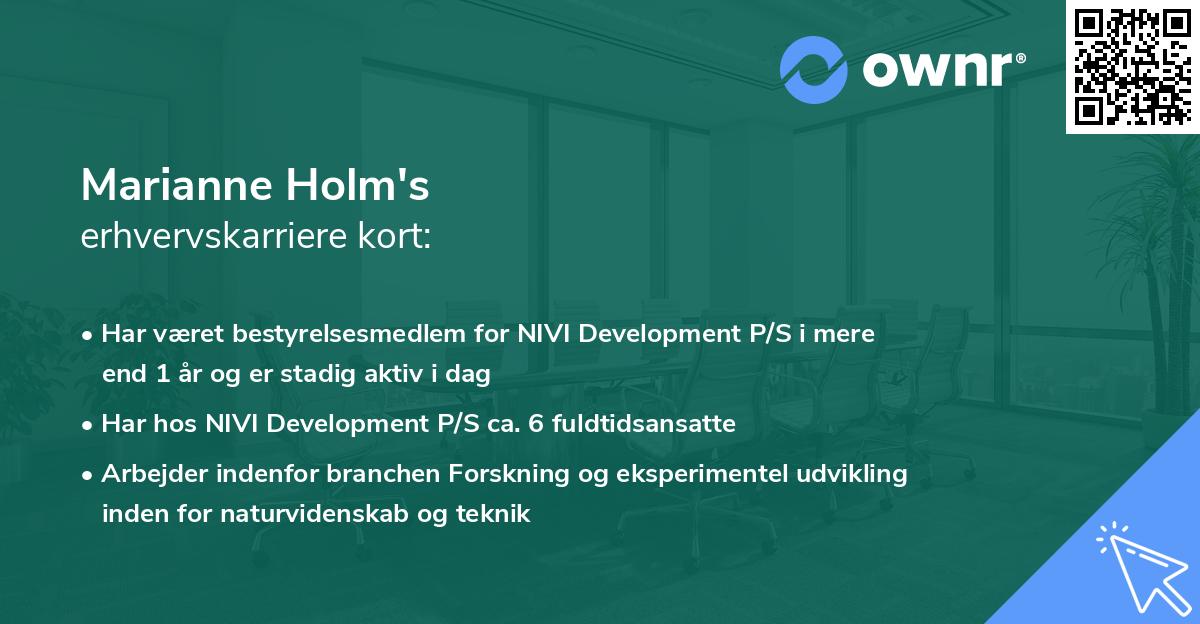 Marianne Holm's erhvervskarriere kort