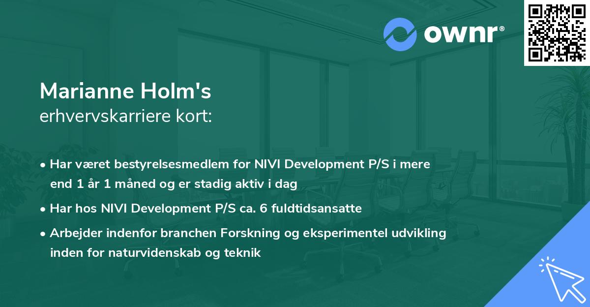Marianne Holm's erhvervskarriere kort