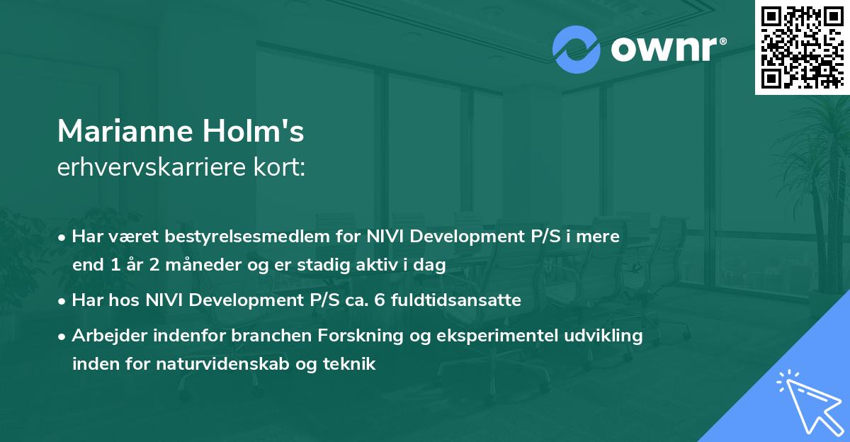 Marianne Holm's erhvervskarriere kort