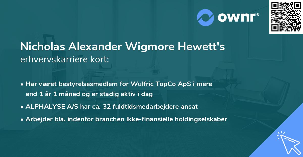 Nicholas Alexander Wigmore Hewett's erhvervskarriere kort