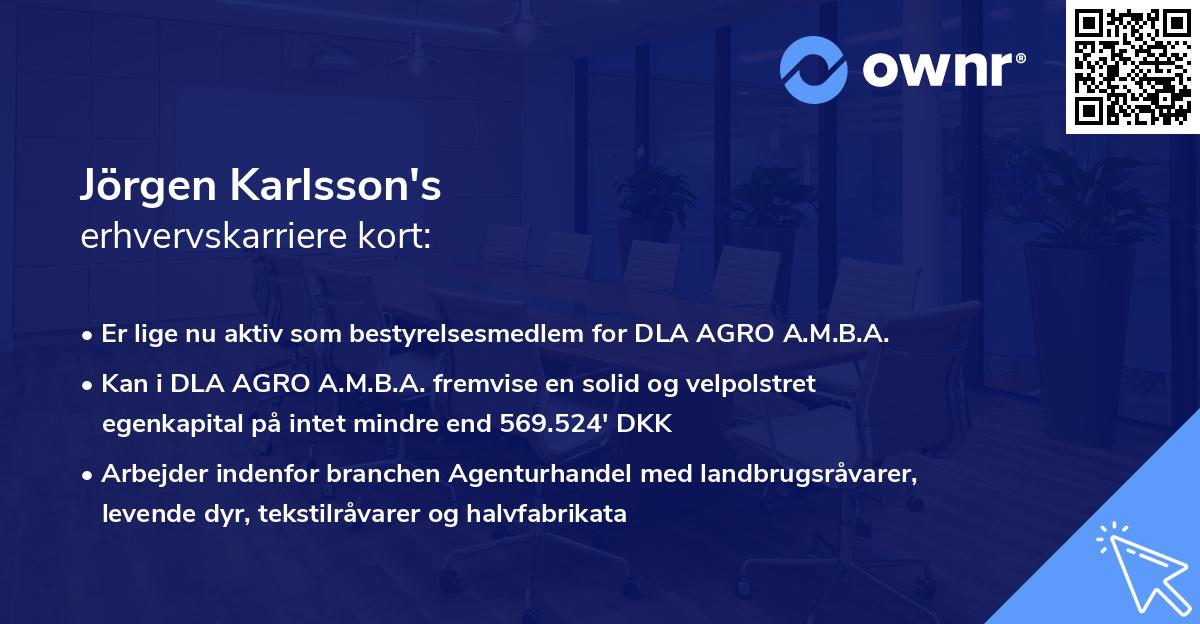 Jörgen Karlsson's erhvervskarriere kort