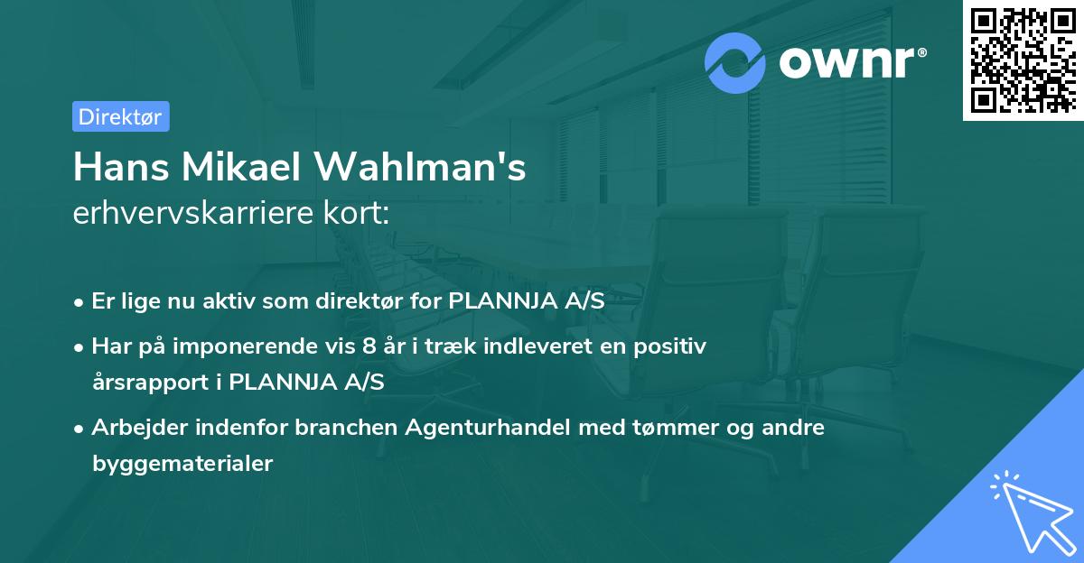 Hans Mikael Wahlman's erhvervskarriere kort