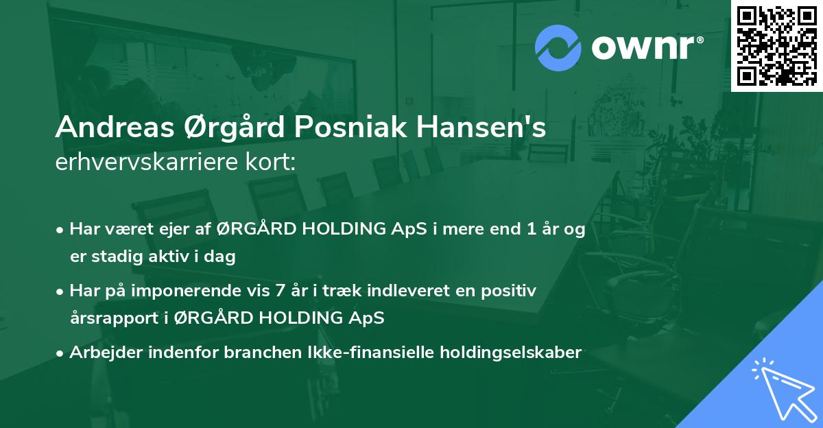 Andreas Ørgård Posniak Hansen's erhvervskarriere kort