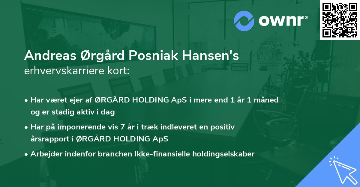 Andreas Ørgård Posniak Hansen's erhvervskarriere kort