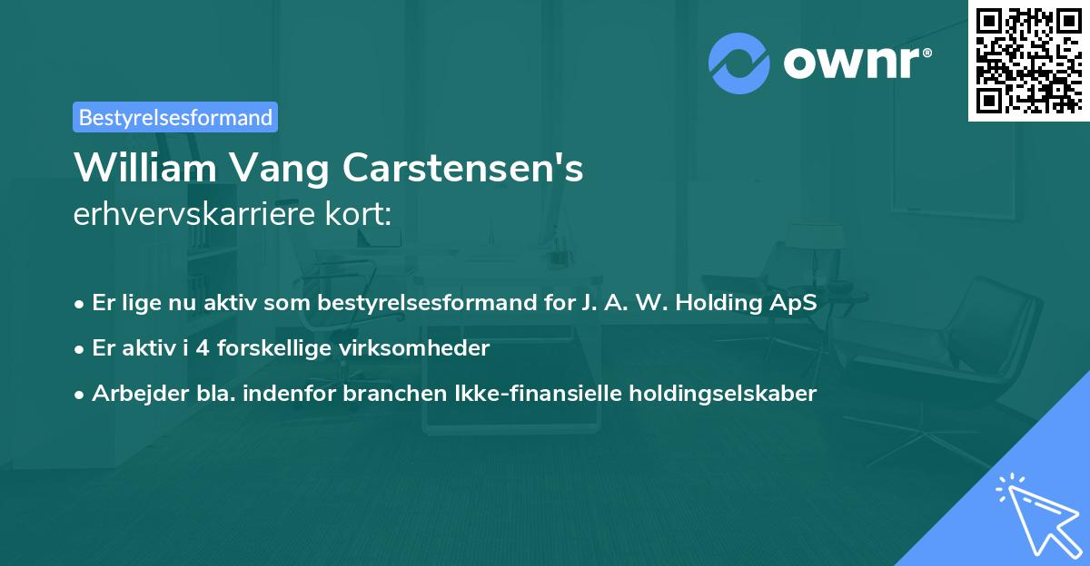 William Vang Carstensen's erhvervskarriere kort