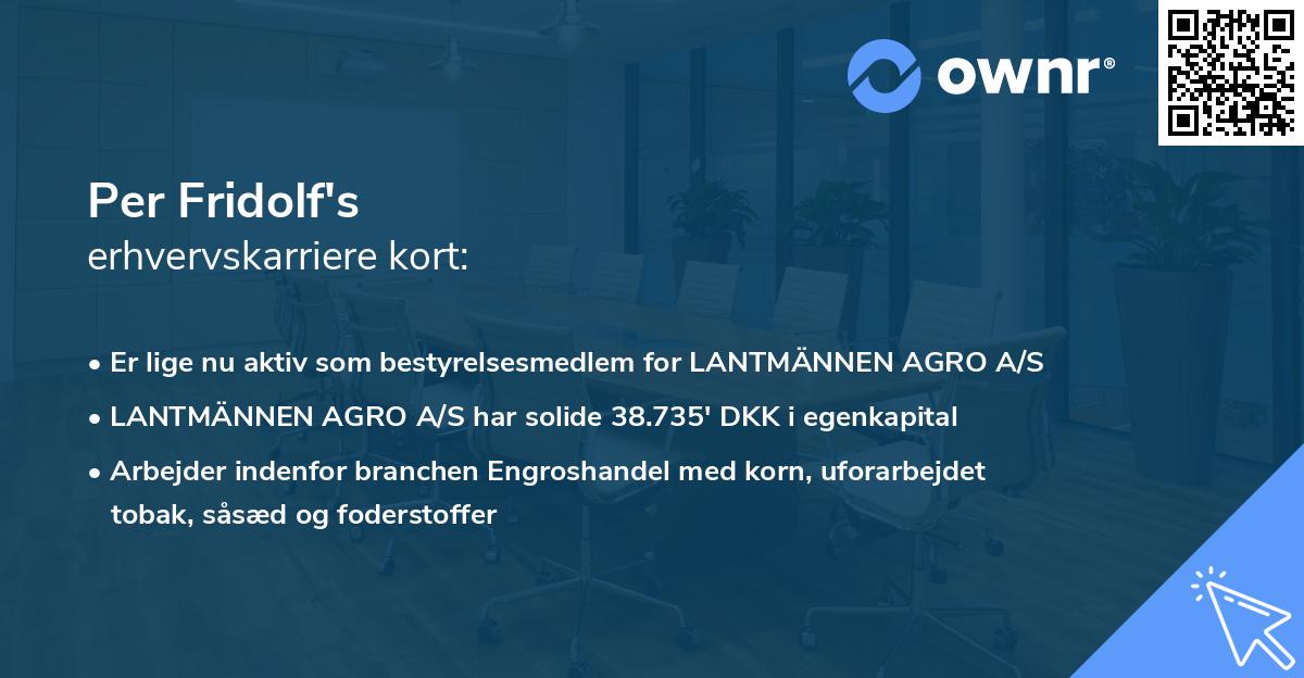 Per Fridolf's erhvervskarriere kort