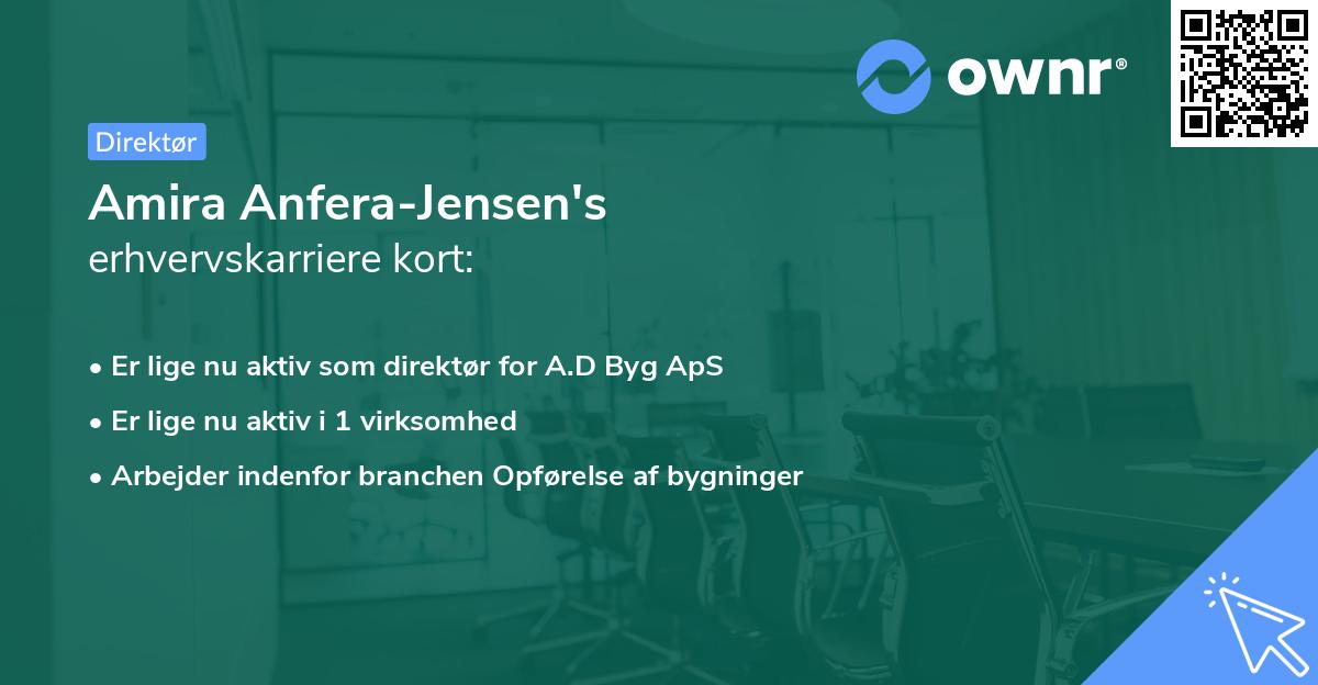 Amira Anfera-Jensen's erhvervskarriere kort