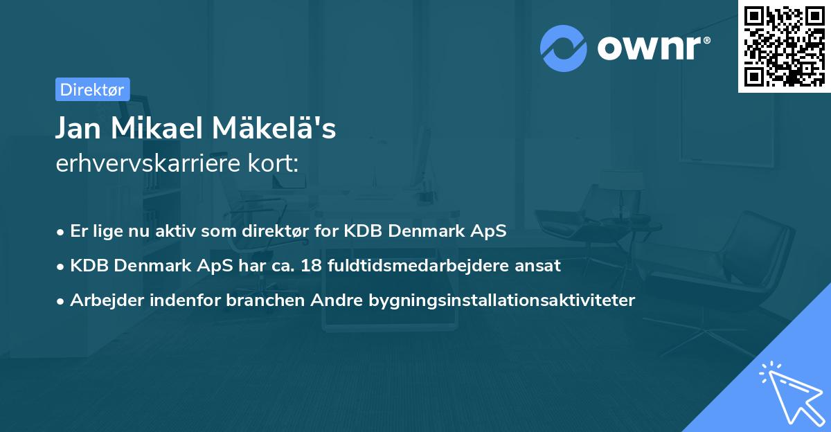 Jan Mikael Mäkelä's erhvervskarriere kort